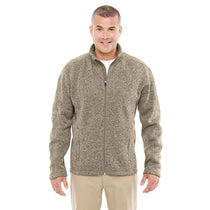 Devon & Jones Men's Khaki Heather Bristol Full-Zip Sweater Fleece Jacket