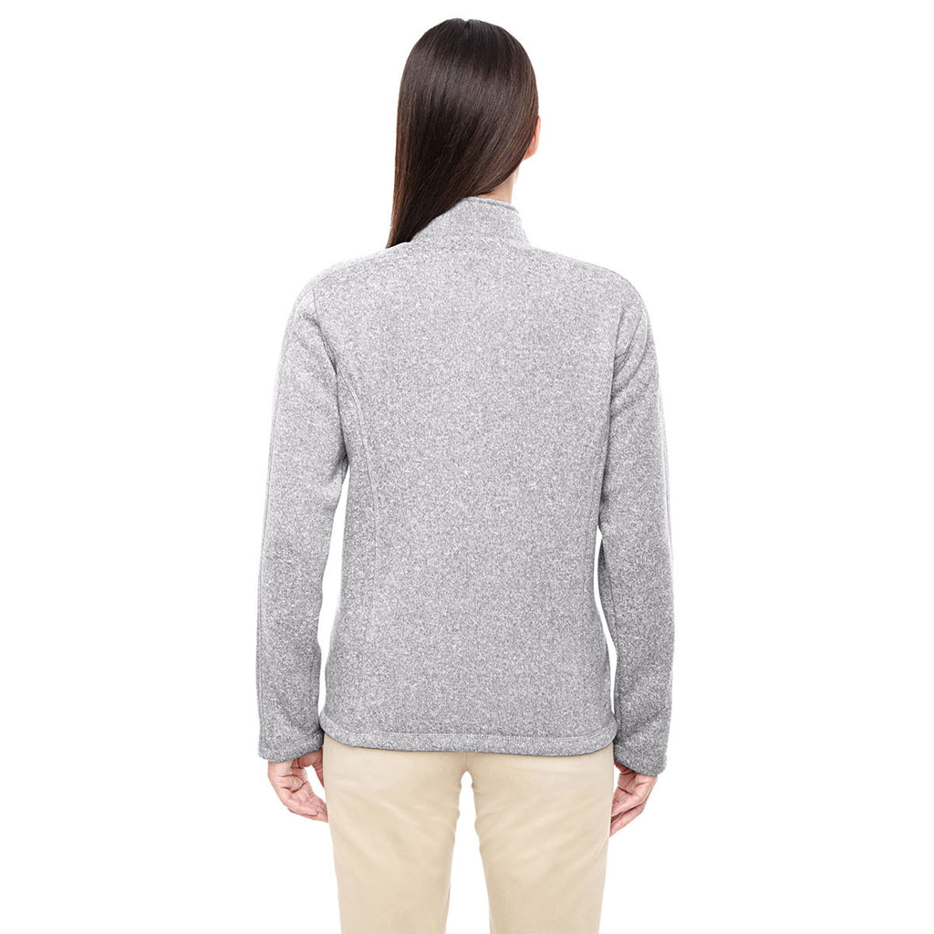 Devon & Jones Women's Grey Heather Bristol Full-Zip Sweater Fleece Jac