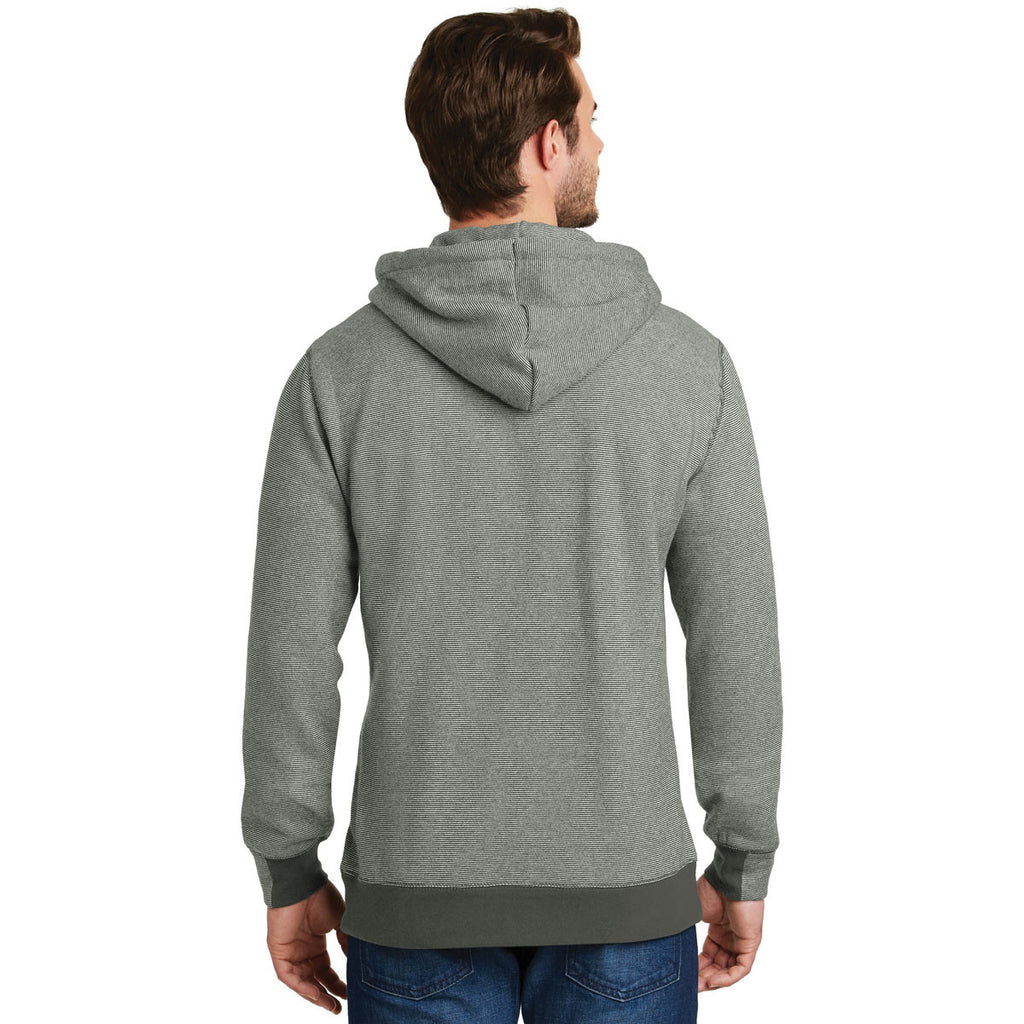 District Made Men's Light Grey/White Mini Stripe Full-Zip Hoodie