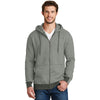 District Made Men's Light Grey/White Mini Stripe Full-Zip Hoodie