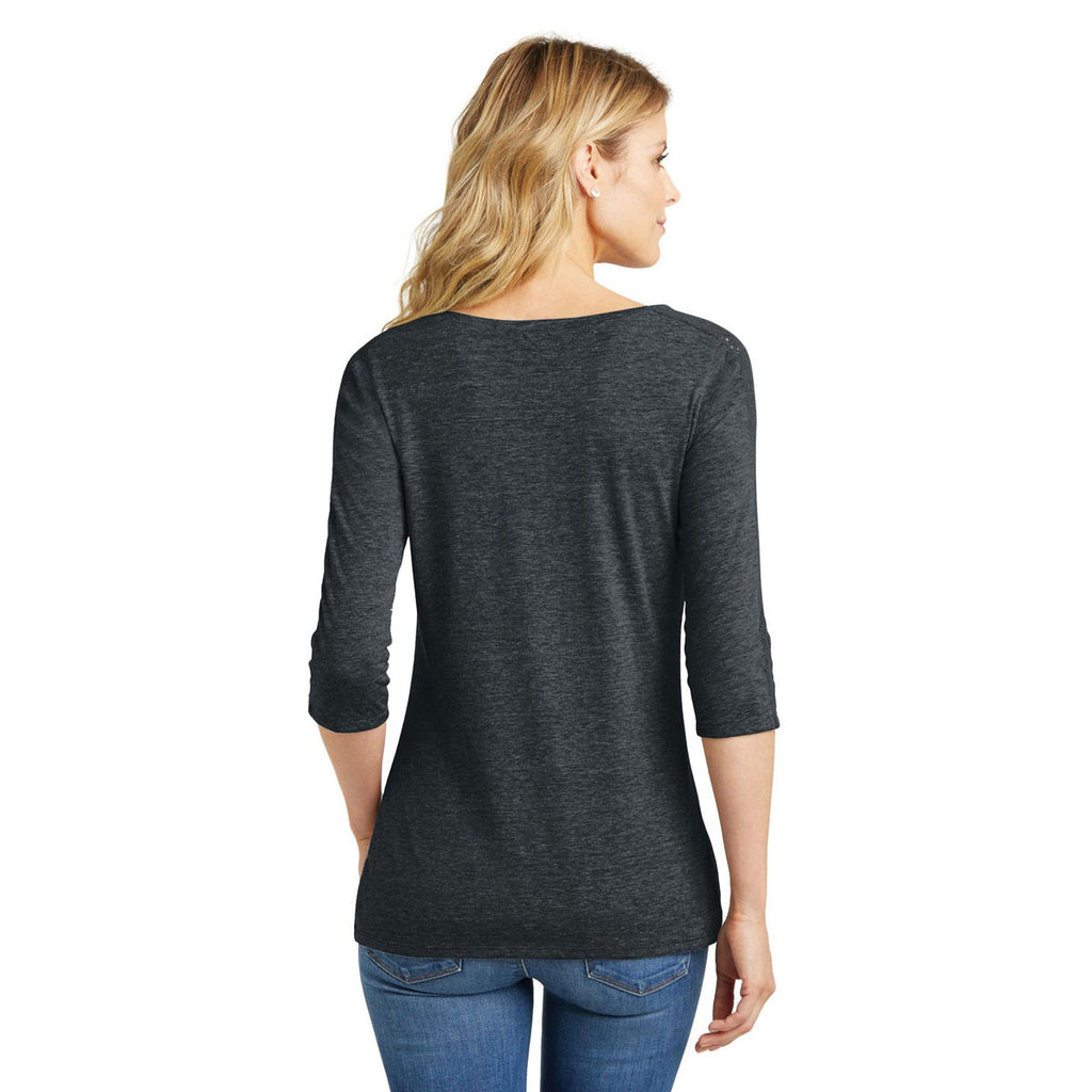 District Made Women's Charcoal Heather Tri-Blend Lace 3/4-Sleeve Tee