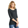 District Made Women's Charcoal Heather Tri-Blend Lace 3/4-Sleeve Tee