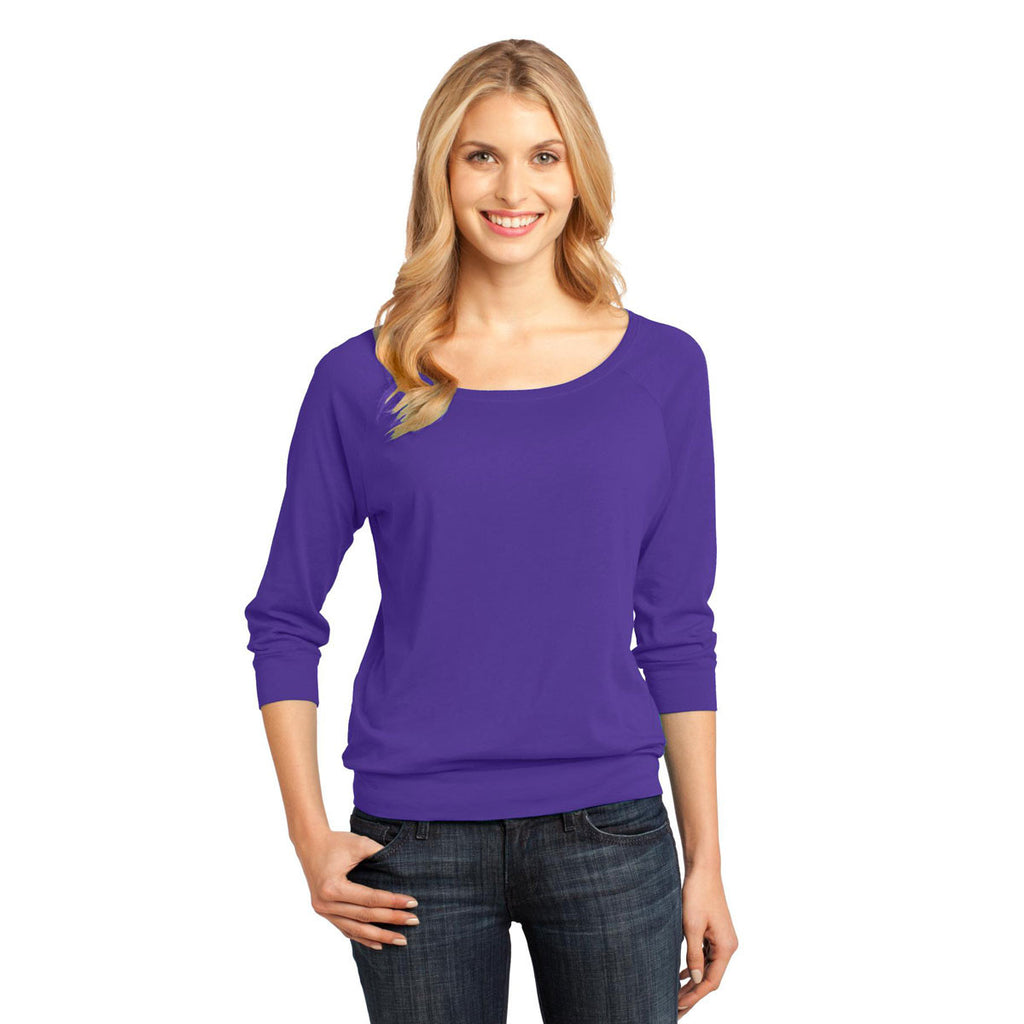 District Made Women's Purple Modal Blend 3/4-Sleeve Raglan