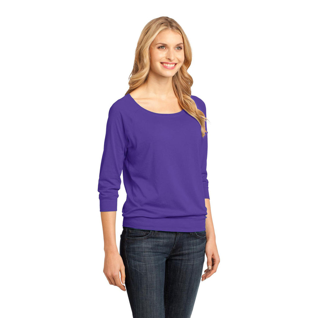 District Made Women's Purple Modal Blend 3/4-Sleeve Raglan