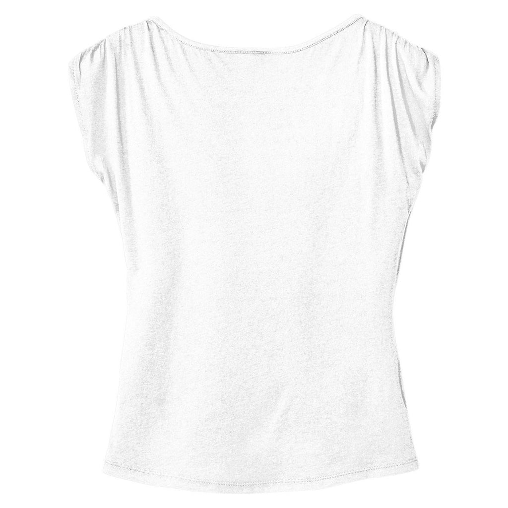 District Made Women's White Modal Blend Gathered Shoulder Tee