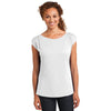 District Made Women's White Modal Blend Gathered Shoulder Tee