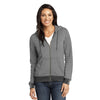 District Made Women's Light Grey/White Mini Stripe Full-Zip Hoodie