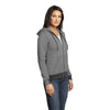 District Made Women's Light Grey/White Mini Stripe Full-Zip Hoodie