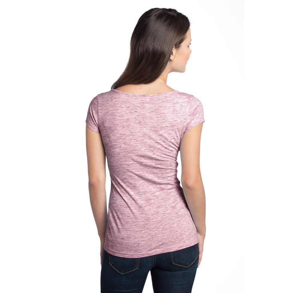 District Women's Deep Berry Extreme Heather V-Neck Tee