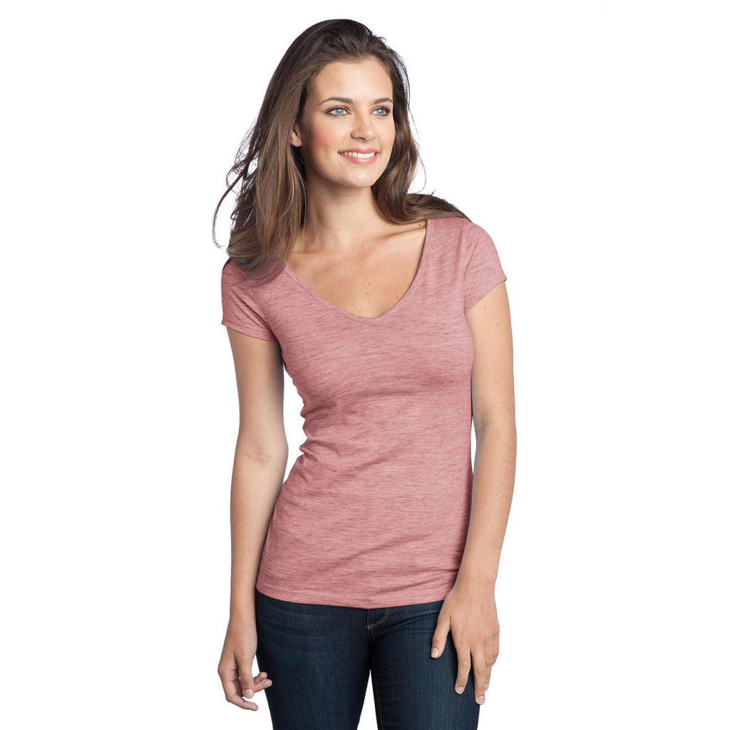 District Women's Deep Berry Extreme Heather V-Neck Tee