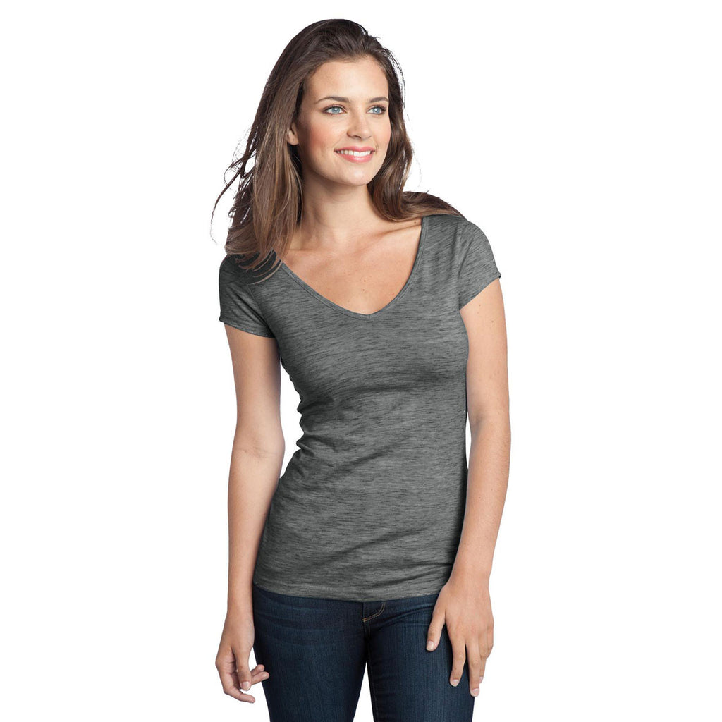 District Women's Magnet Grey Extreme Heather V-Neck Tee