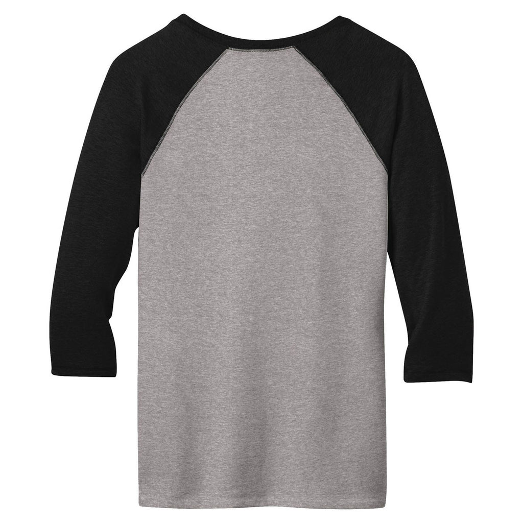 District Women's Black/Heathered Nickel 50/50 3/4-Sleeve Raglan Tee