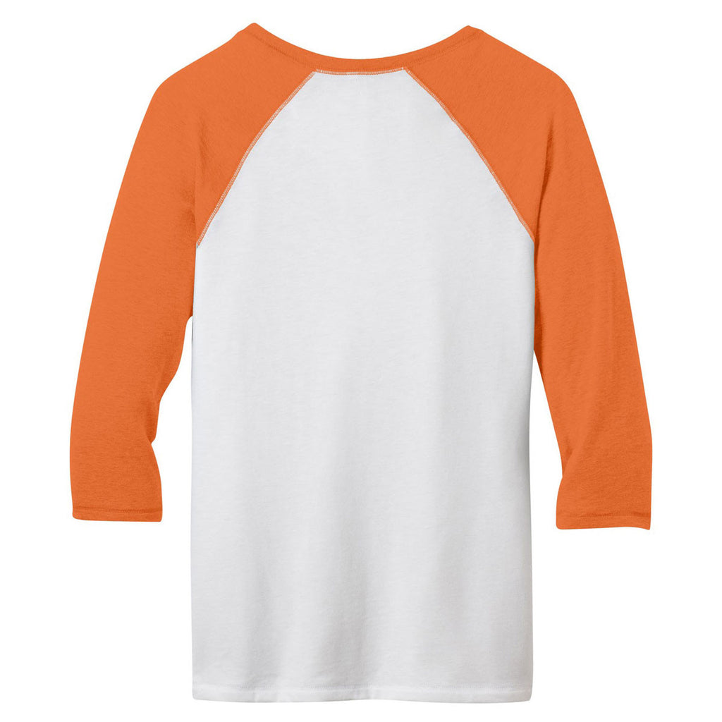 District Women's Orange/White 50/50 3/4-Sleeve Raglan Tee