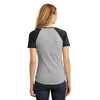 District Women's Black/Light Heather Grey Mesh Sleeve V-Neck Tee