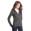 District Women's Marled Black Marled Fleece Full-Zip Hoodie