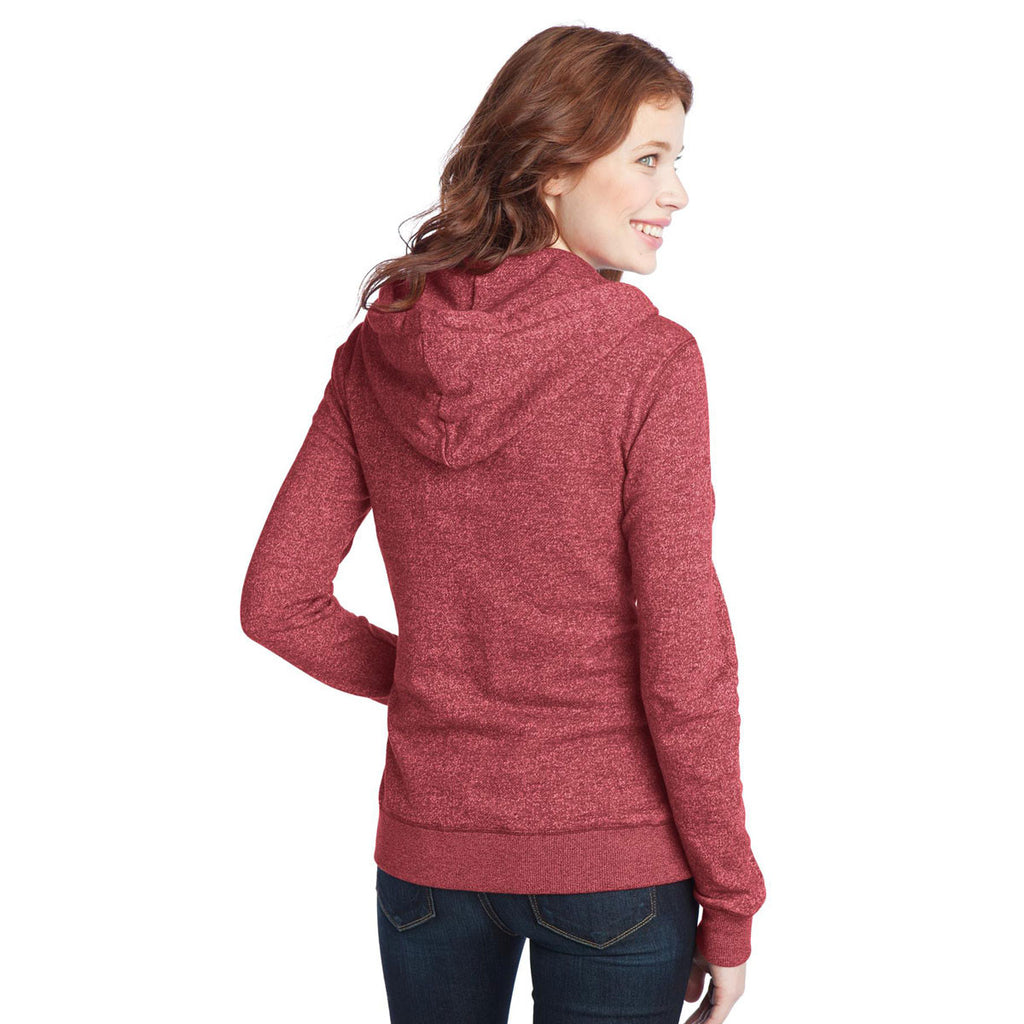 District Women's Marled Deep Red Marled Fleece Full-Zip Hoodie