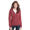 District Women's Marled Deep Red Marled Fleece Full-Zip Hoodie