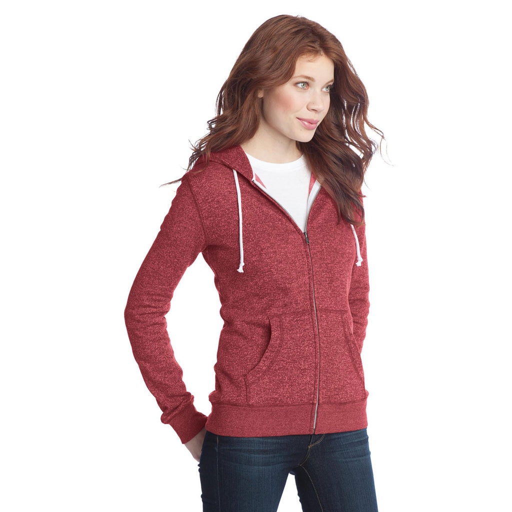 District Women's Marled Deep Red Marled Fleece Full-Zip Hoodie