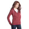 District Women's Marled Deep Red Marled Fleece Full-Zip Hoodie