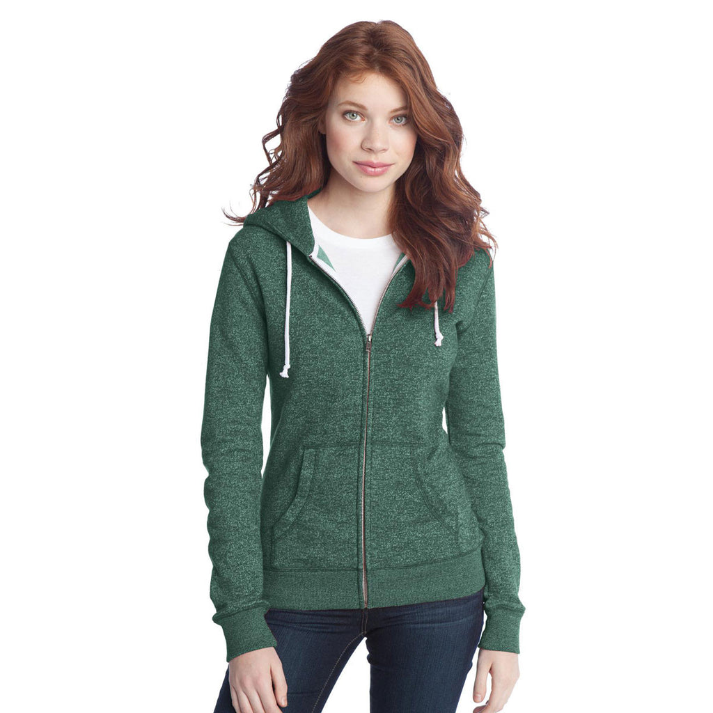 District Women's Marled Evergreen Marled Fleece Full-Zip Hoodie