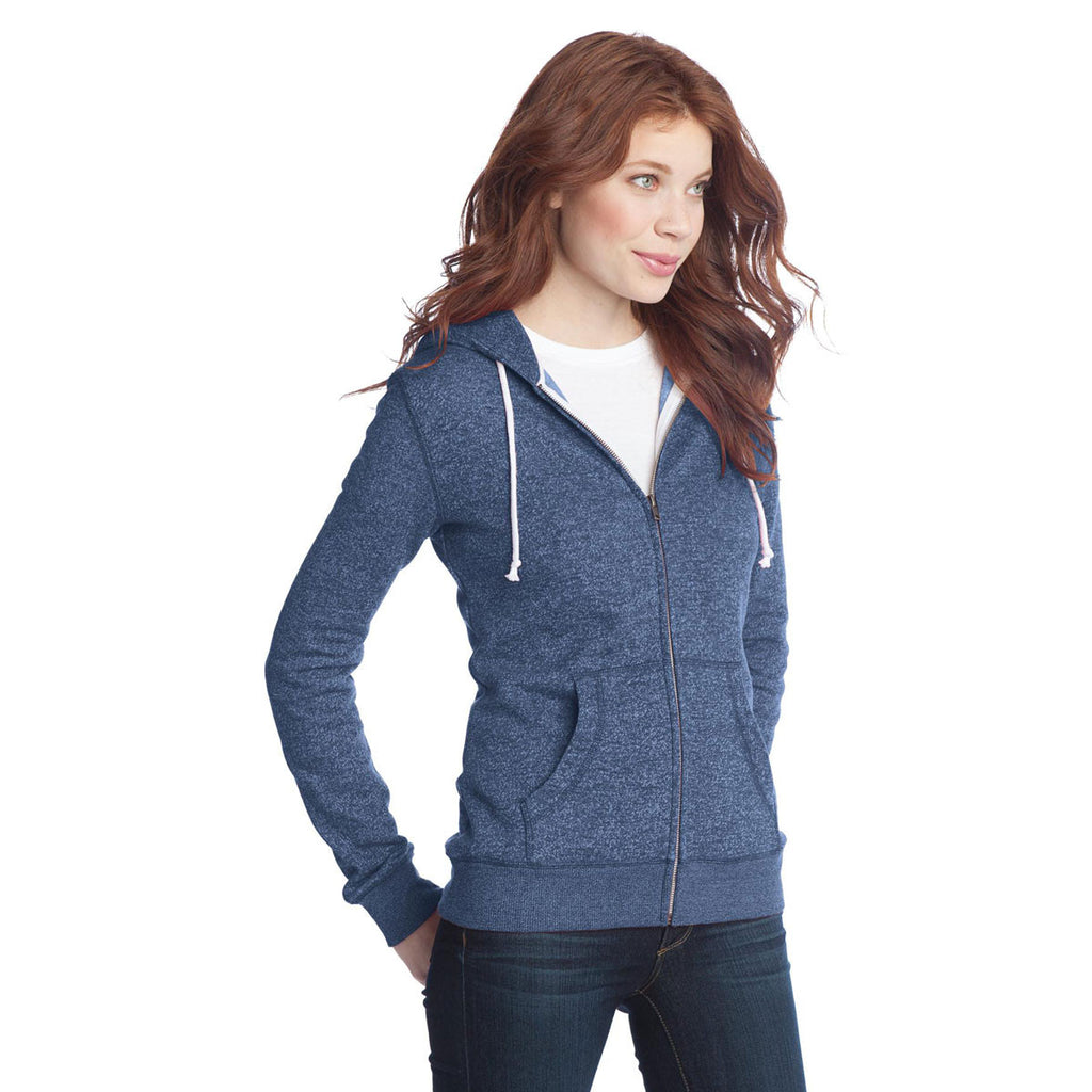 District Women's Marled Storm Blue Marled Fleece Full-Zip Hoodie