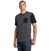 District Men's Heathered Charcoal/Black Very Important Tee with Contrast Sleeves and Pocket