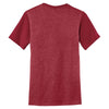 District Men's Heathered Red/Classic Red Very Important Tee with Contrast Sleeves and Pocket