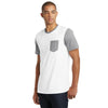 District Men's White/Light Heather Grey Very Important Tee with Contrast Sleeves and Pocket