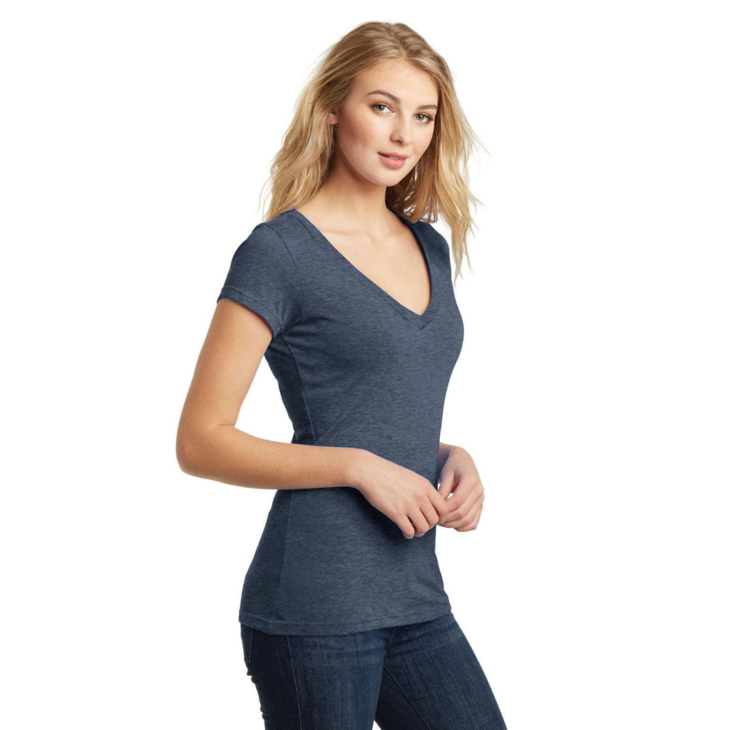 District Women's Heathered Navy Very Important Tee Deep V-Neck