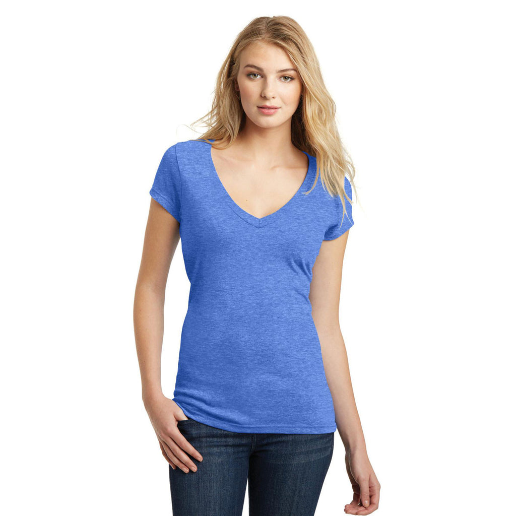 District Women's Heathered Royal Very Important Tee Deep V-Neck