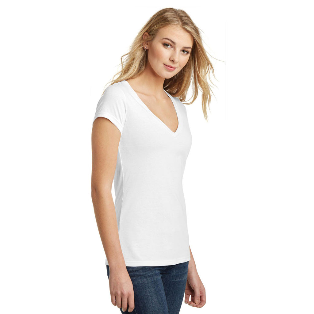 District Women's White Very Important Tee Deep V-Neck