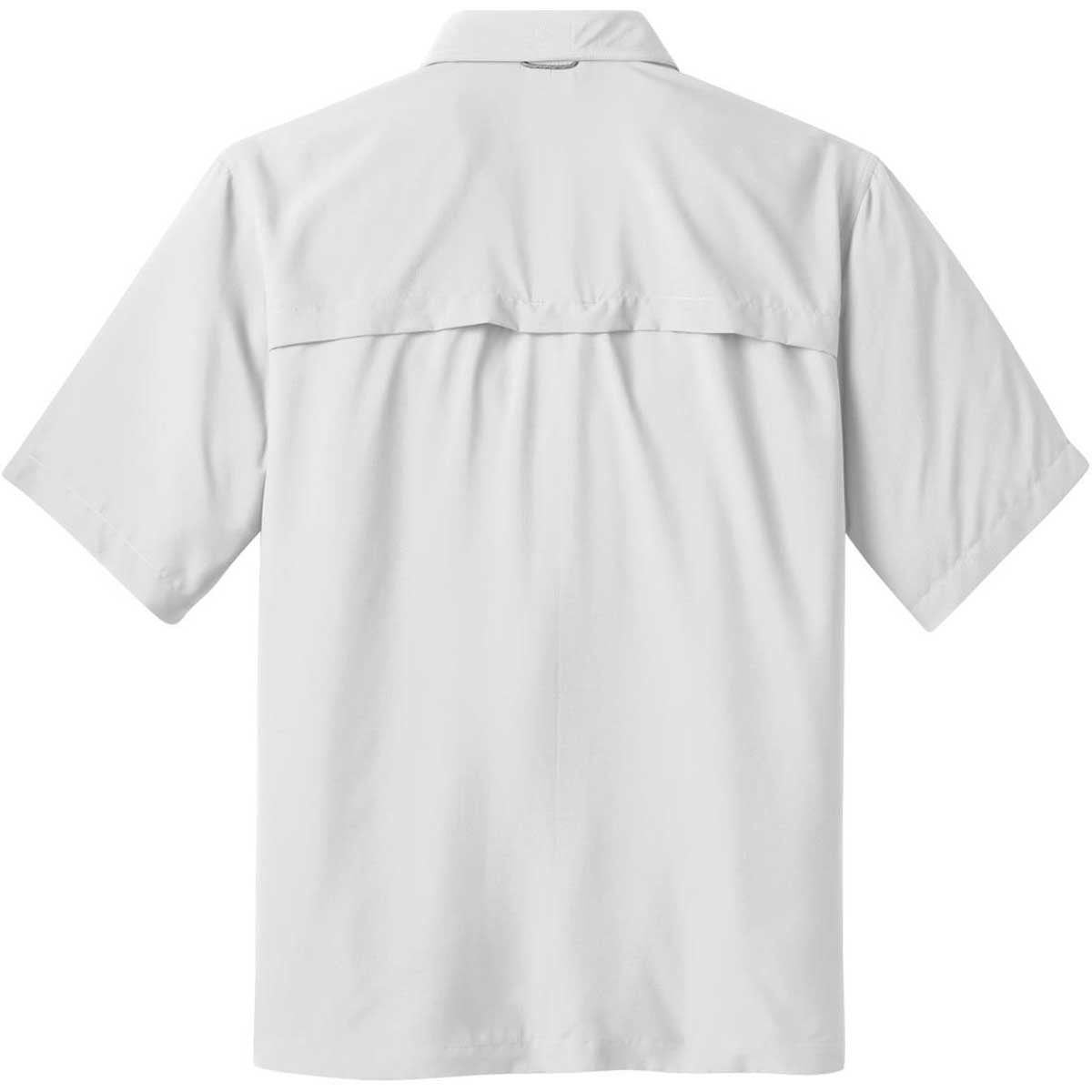 Embroidered Work Shirts Eddie Bauer Men's White Short-Sleeve Fishing Shirt