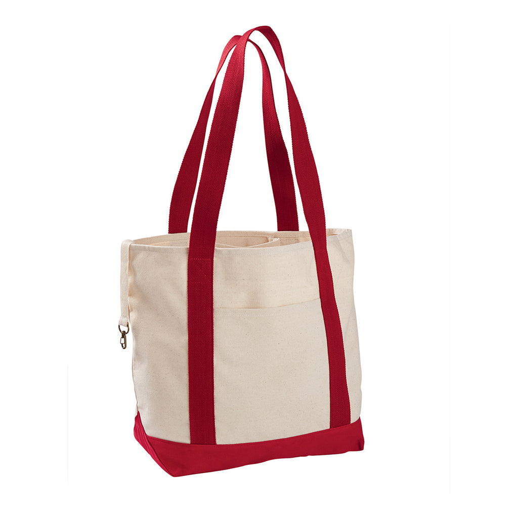 Econscious Natural/Red 12 oz Organic Cotton Canvas Boat Tote Bag