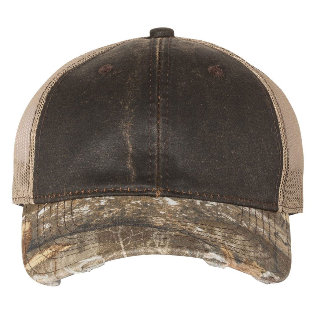 Outdoor Cap Brown/Edge/Tan Distressed Camp Mesh-Back Cap