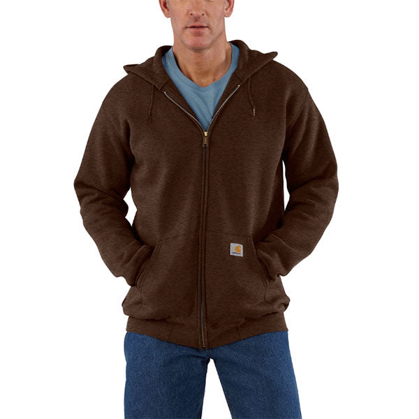 Carhartt Men's Dark Coffee Heather Midweight Hooded Zip Front Sweatshi