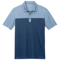 Port Authority Men's Aegean Blue/ Aegean Blue Heather Fine Pique Blend Blocked Polo