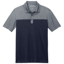 Port Authority Men's River Blue Navy/ River Blue Navy Heather Fine Pique Blend Blocked Polo