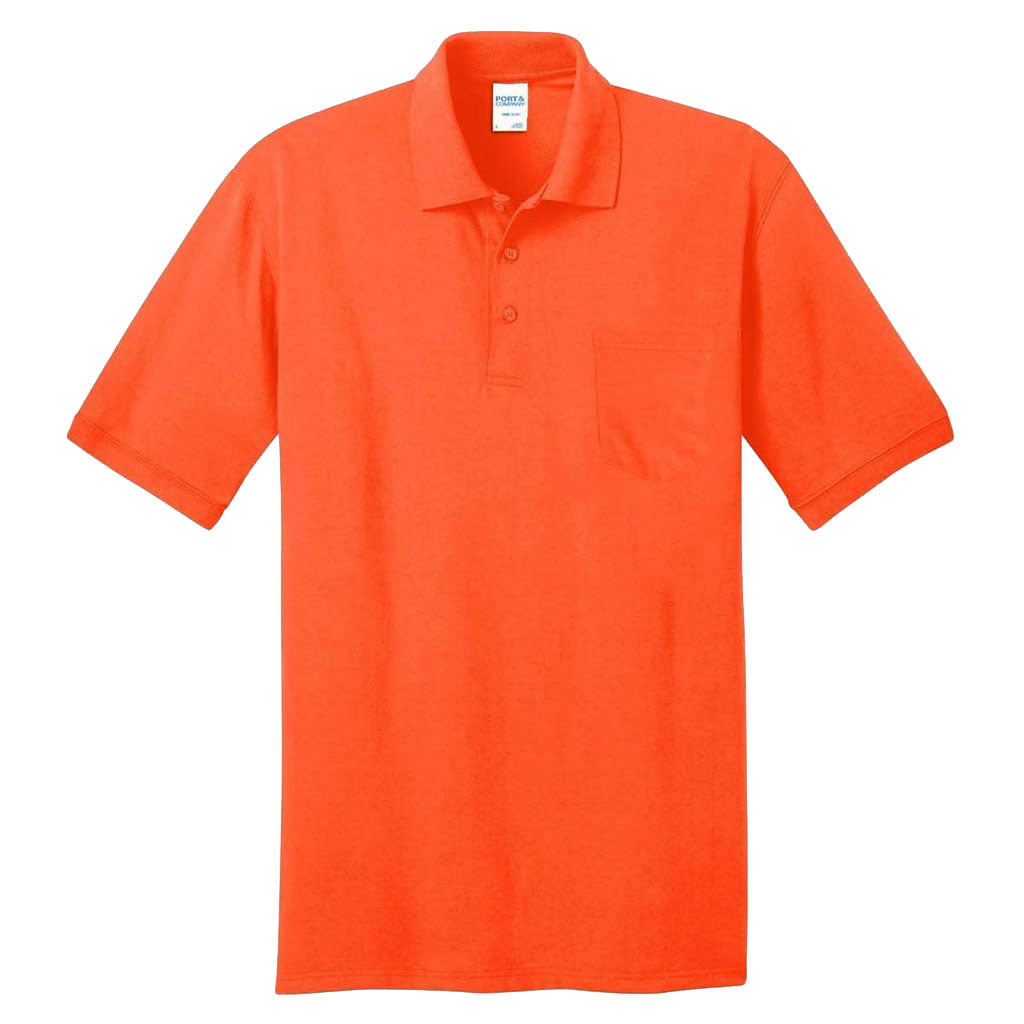 Port & Company KP55P Core Blend Jersey Knit Pocket Polo - Safety Orange - XL