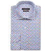 Bugatchi Men's Polka Dot Classic Blue Spread Collar Regular Placket No Pocket Long Sleeve Shaped Fit