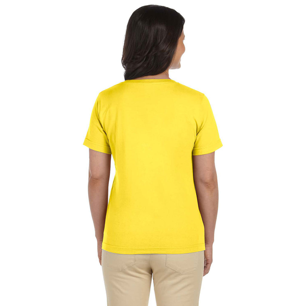 LAT Women's Yellow V-Neck Premium Jersey T-Shirt