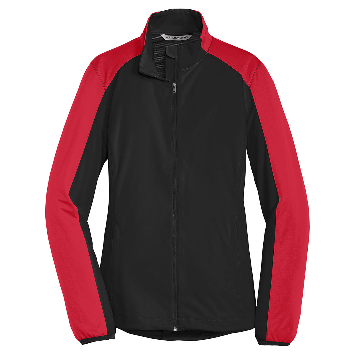 Port Authority Women's Deep Black/Rich Red Active Colorblock Soft Shell  Jacket