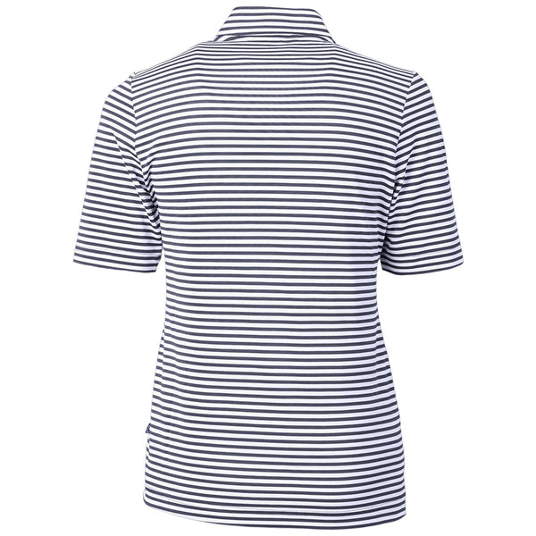 Cutter & Buck Women's Navy Blue Virtue Eco Pique Stripped Recycled Pol