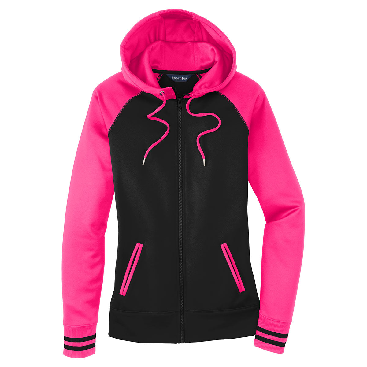 Varsity Sport-Wick Sport-Tek H Black/Neon Women\'s Pink Fleece Full-Zip