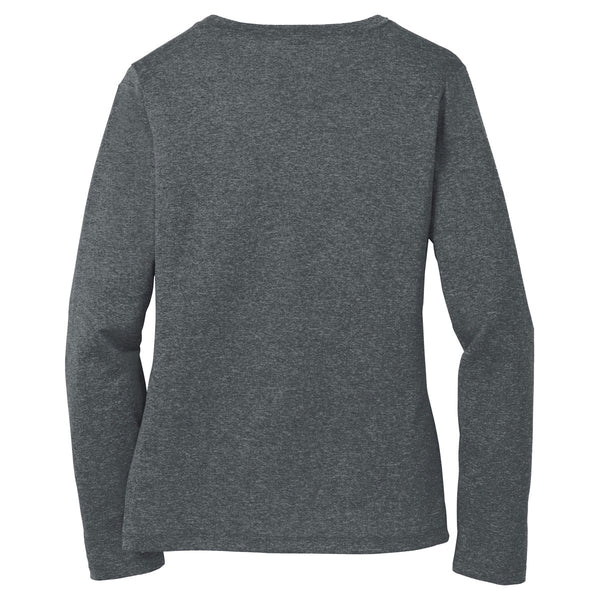 Sport-Tek Women's Graphite Heather Long Sleeve Heather Contender V-Nec