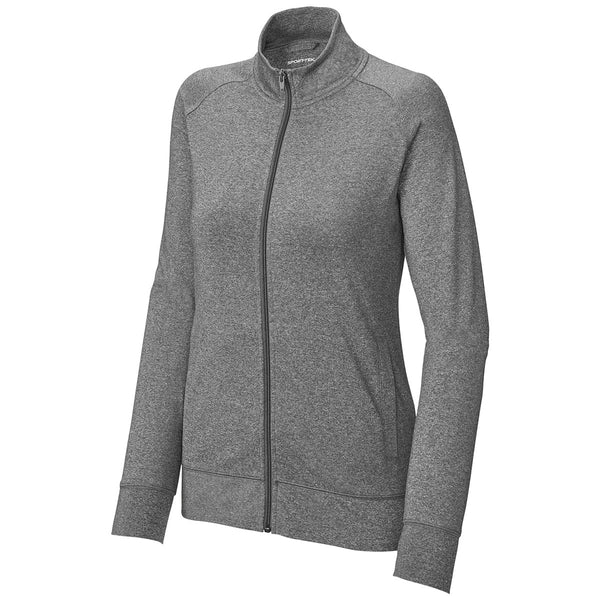 Sport-Tek Women's Charcoal Grey Heather Sport-Wick Stretch Full-Zip Ca