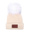 Love Your Melon Natural Beanie with White Pom