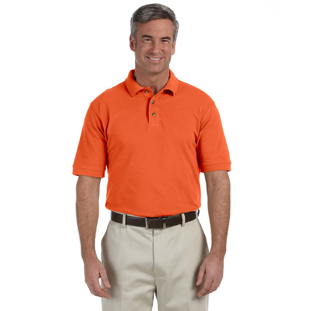 Harriton Men's Team Orange 6 oz. Ringspun Cotton Pique Short-Sleeve Polo