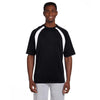 Harriton Men's Black/White 4.2 oz. Athletic Sport Colorblock T-Shirt