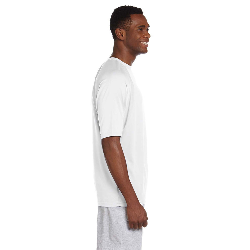 Harriton Men's White/White 4.2 oz. Athletic Sport Colorblock T-Shirt