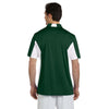 Harriton Men's Dark Green/White Side Blocked Micro-Pique Polo